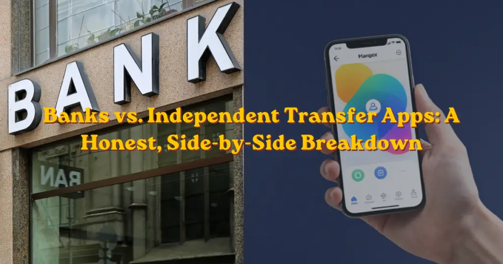 A side by side comparison of banks vs independent transfer apps