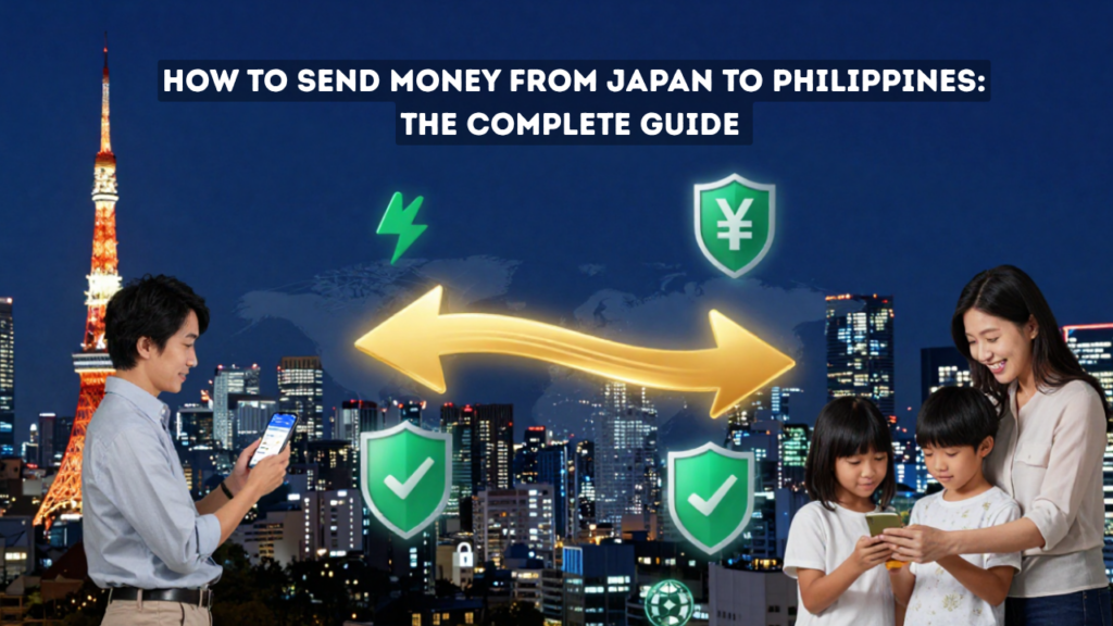 Smartphone showing money transfer from Japanese Yen JPY to Philippine Peso PHP using Wise